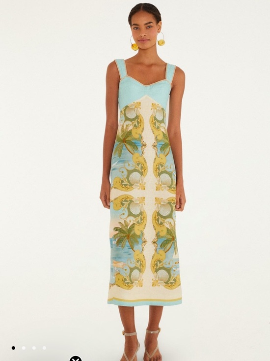 FARM Rio Dresses & Skirts - FARM Rio Multicolor Royal Sea Maxi Dress 100% Linen NWT